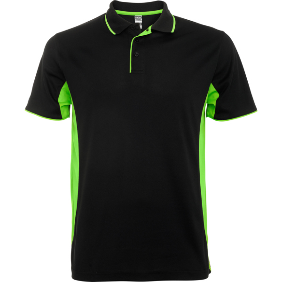 68 - BLACK_GREEN QUICK DRY POLO 100% POLYESTER BLACK - GREEN - Image 1