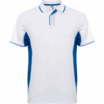 QUICK DRY POLO 100% POLYESTER WHITE - ROYAL BLUE