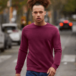 ORGANIC CREW NECK - BURGUNDY