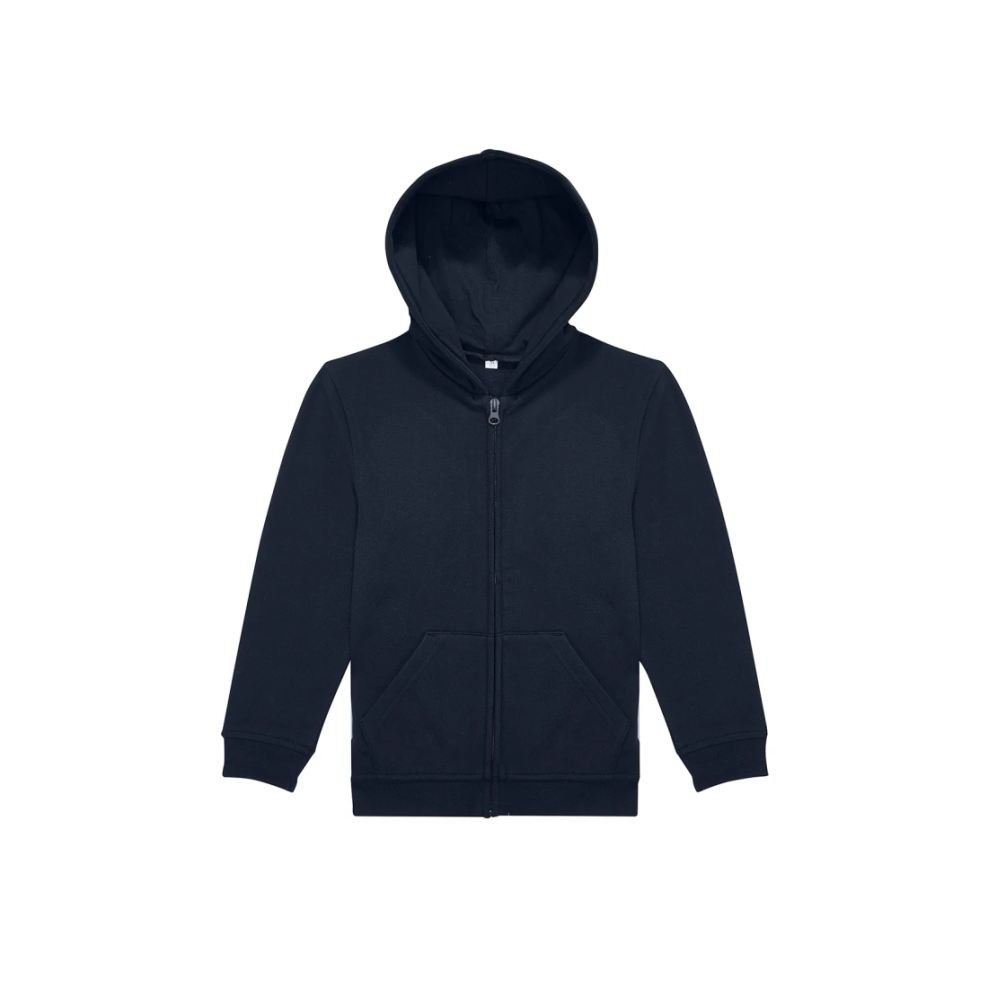 334 - NAVY ID 334 - KIDS ZIP HOOD - 80% COTTON 20% POLYESTER - NAVY - Image 1